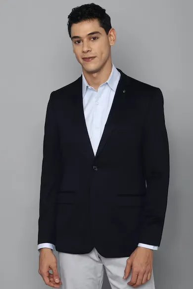Men Navy Slim Fit Solid Casual Blazer